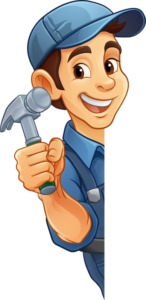 Cartoon image of a handyman holding a hammer